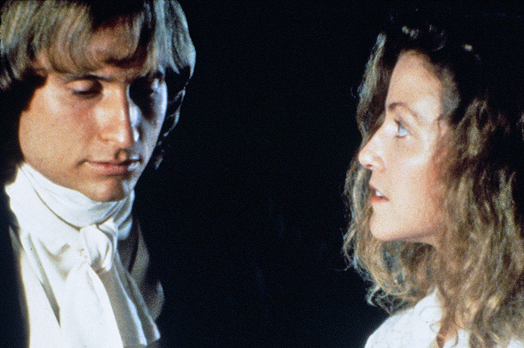 Alexander (Paul Mercier) and Margaret (Allison Gregory) courting in a buggy, take shelter from a heavy downpour inside the covered bridge at Meadwocroft Historic Village, near Avella Pennsylvania.  From the award-winning drama, WRESTLING WITH GOD.