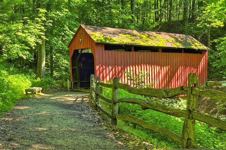 This covered bridge at Meadowcroft Historic Village near Avella, Pennsylvania was the location for Alexander and Margaret, sheltering from the rain, discussing the future...